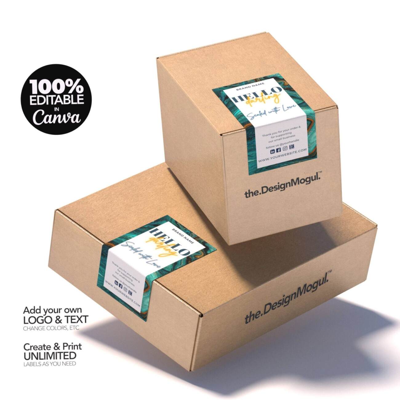 Packaging Box Label DIY / Editable Box Seal Sticker / DIY Packaging Sticker  Design / Box Seals Beige Minimalist 
